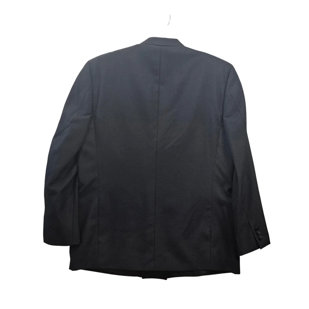Giannelli Mens Black Double Breasted Tuxedo Suit Wool Blend Size 44L Peak Lapel
